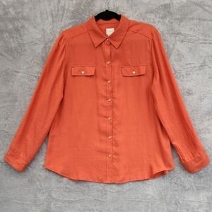 Chico's Top Womens Size 2 Long Sleeve Shirt
